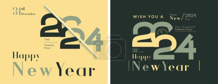 Ilustración de 2024 celebración del año nuevo con números únicos y con un toque de color que se adapta y es hermoso. vectores diseños premium. - Imagen libre de derechos