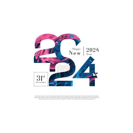 Ilustración de Feliz año nuevo 2024 con números festivos llenos de hermosos colores, feliz año nuevo 2024 celebración. - Imagen libre de derechos