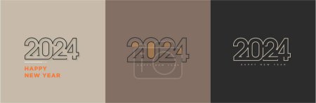 Neujahr 2024 mit verschiedenen Zahlen in verschiedenen Positionen, klassischen und eindeutigen Zahlen.