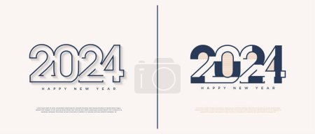 Numéro du Nouvel An 2024 avec un concept de numéro différent et simple à regarder. 2024 célébration.