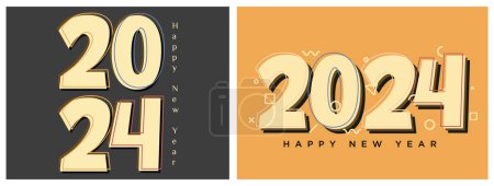 Ilustración de Afiche de año nuevo 2024 con concepto de números únicos y raros. vector 2024. - Imagen libre de derechos