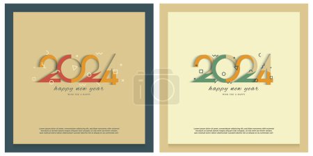 Ilustración de Números clásicos con combinaciones de colores y adornos que celebran el nuevo año 2024. 2024 vector. - Imagen libre de derechos