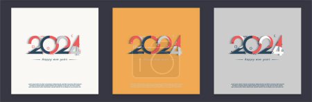Ilustración de 2024 celebración del año nuevo con números clásicos y colores raros. vector 2024. - Imagen libre de derechos