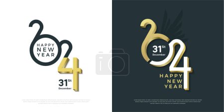 Illustration for 2024 new year number calendar with unique style and beautiful color. vector premium design. - Royalty Free Image