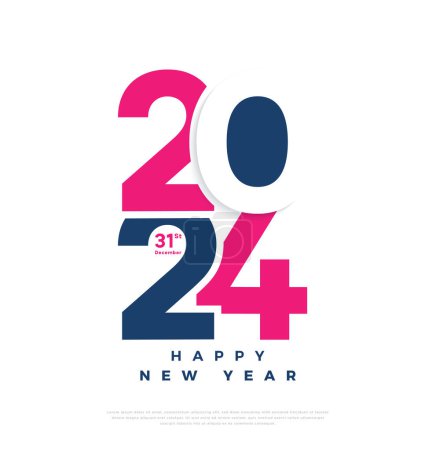 Illustration for Simple color and style concept for 2024 new year celebration numbers. vector premium design. - Royalty Free Image
