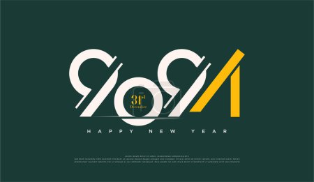 Illustration for Unique number concept with rare style and cut number for 2024 new year banner.vector premium design. - Royalty Free Image