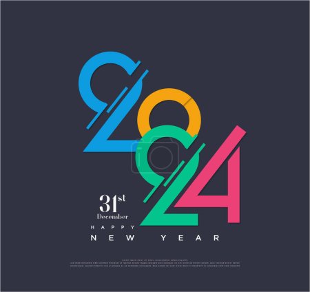 Illustration for Suitable and unique color combination for 2024 new year celebration numbers. vector premium design. - Royalty Free Image