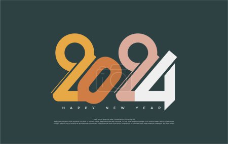 Illustration for Poster with unique and classic new year 2024 celebration numbers in vintage color. - Royalty Free Image