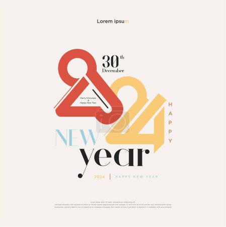 Illustration for Unique number styles and with a touch of color combined for the 2024 new year celebration numbers. - Royalty Free Image