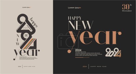 Illustration for 2024 new year celebration poster with different numbers and vintage colors to make the celebration more memorable. - Royalty Free Image