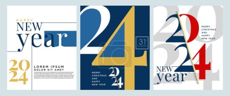 Ilustración de Diseño de plantilla anual 2024. diseño de números para 2024 diario de negocios con plena esperanza. plantilla de diseño de folleto, banner, vector. - Imagen libre de derechos