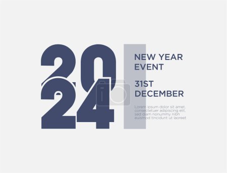 Ilustración de Diseño de número de arte 2024. Para la celebración y saludos feliz año nuevo 2024. Diseño vectorial premium para banner, póster, calendario y redes sociales. - Imagen libre de derechos