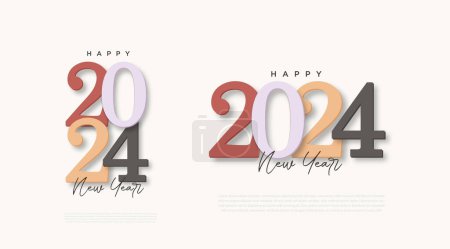 feliz año nuevo 2024 con números clásicos y el concepto de color diferente y sutil. 2024 número de diseño.