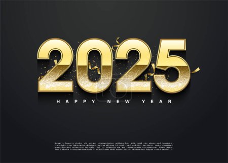 happy new year 2025 with elegant year numbers. premium vector design for posters, invitation cards and covers for 2025 new year celebrations.