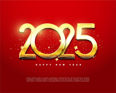 Happy New Year 2025 flyer with very fancy numbers and modern colors. Greeting concept for 2025 new year celebration.
