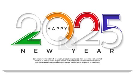 elegant und modern 2025 Frohes Neues Jahr mit leuchtenden Farben Premium-Design für Rede, Banner, Poster, Kalender oder Social-Media-Post. 2025.