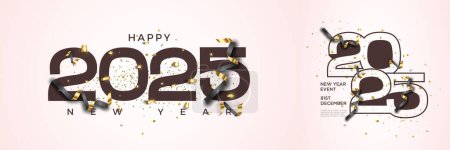 Colección de feliz año nuevo números 2025. 2025 con varios números únicos. Diseño de vector de ptrmio para banner, cartel, plantilla año nuevo 2025.