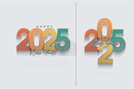 Neues Jahr 2025 Zahlendesign. 3D-Zahlen Frohes Neues Jahr 2025. Nummerndesign für Kalender, Plakate, Flyer und Social Media.