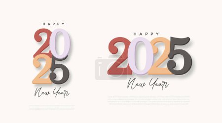 Classic number style with a touch of soft color. New Year 2025 design for poster, calendar and social media post design needs.