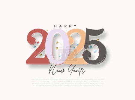 Klassisches Zahlendesign mit einer Prise festlichem Schmuck. Frohes neues Jahr 2025. Design für Grußbotschaften, Banner, Poster und Kalender.