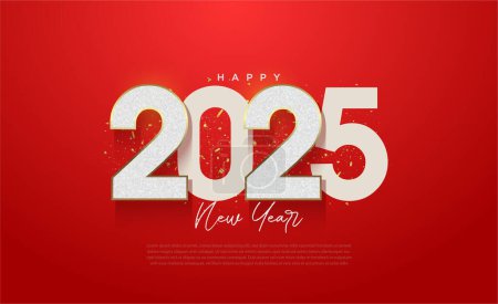Ilustración de Año nuevo 2025 diseño de números. Concepto de números planos y en relieve. Año nuevo 2025 diseño para un cartel, calendario y publicación en las redes sociales. 2025 vector de diseño premium. - Imagen libre de derechos