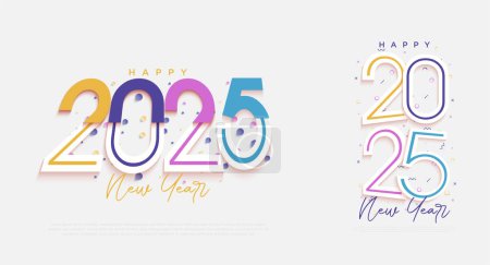 Modernes Zahlendesign mit schrulligem Stil. Neues Jahr 2025 mit einzigartigen Nummern Entwurf für Buchumschlag, Poster und Kalender.