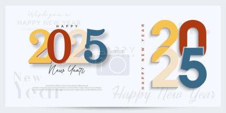 Año nuevo 2025 número de diseño. Con diseño de saludo para una celebración del nuevo año 2025. Diseño vectorial premium para un banner, póster y calendario.