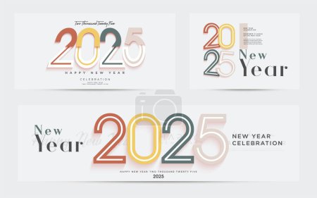 Illustration for Happy New Year 2025 with simple unique numbers and a touch of beautiful color. Premium vector design for a design that is needed at an event. Posters, banners and greeting cards. - Royalty Free Image