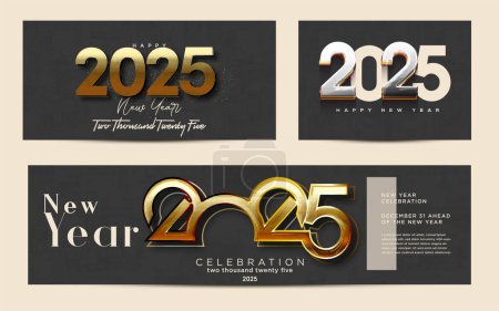 Illustration for Various number designs. New Year 2025 with a very meaningful and elegant number design. Vector premium design for calendar, banner and template design. - Royalty Free Image