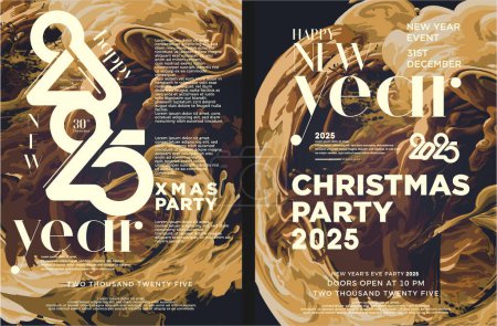 Illustration for 2025 new year design. 2025 new year poster. Vector premium design for invitation card design, posters, calendars and social media posts. Vector premium design 2025. - Royalty Free Image