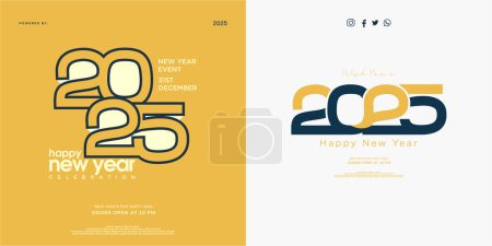 Frohes neues Jahr 2025 Design. Mit Illustration ausgeschnittener Zahlen. Hochwertiges Design für Banner, Kalender- und Coverdesign oder Vorlage. 2025