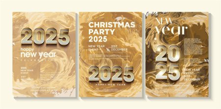Illustration for New year 2025 poster with numbers that is elegant and very modern. Rare numeral design. Premium vector design for banners, calendars and social media posts. - Royalty Free Image