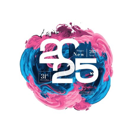 Frohes neues Jahr 2025 mit schönen bunten Zahlen Hintergrund frohes neues Jahr 2025 Celebration.Design für 2025 Kalender, Vorlage, Karte und Social-Media-Post. 2025 Vektor-Premium-Design.
