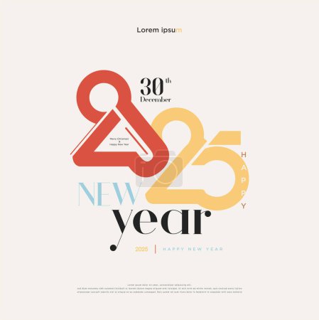 Estilo de número único y con un toque de color combinado para los números de celebración de Año Nuevo 2025. Año Nuevo 2025 número de diseño. Diseño para calendarios, plantillas, tarjetas y publicaciones en redes sociales.