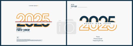 Klassische und seltene Zahlen für das Jahr 2025. 2025 Neujahrsfeier. Design für Kalender, Poster und Grußkarten. Entwurf für das neue Jahr 2025.