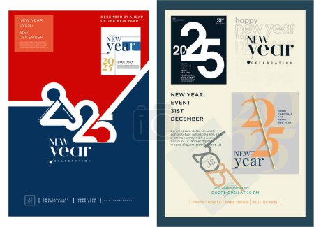 2025 New Year poster design. Classic retro poster design. An elegant poster concept with a neat layout. Design for 2025 New Year covers, flyers and news events.