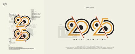 Happy New Year 2025 with a classic retro look. Happy New Year 2025 vector premium design. Design for backgrounds, covers and posters.