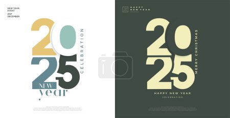 2025 New Year Celebration. 2025 New Year celebration design with a happy concept. Vector premium design for 2025 new year calendar, poster and greeting card design.