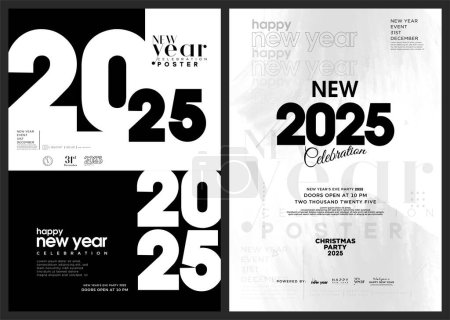 Happy New Year 2025 poster design. Simple poster design. 2025 new year template with. Premium vector 2025 design for calendars, posters, greeting cards and social media posts.