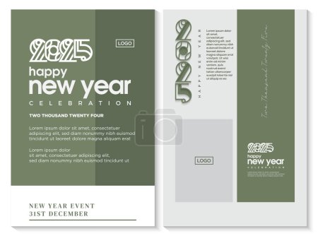 Happy New Year 2025. Design on plain green background. New year 2025 vector premium design for 2025 new year calendar, poster and celebration template design.