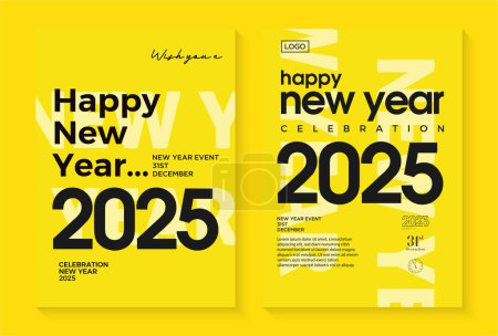 Bonne année 2025 design. Lumineux et attrayant Nouvel An 2025 poster design. Fête du Nouvel An 2025. Conception d'affiches, bannières, dépliants, couvertures et messages sur les médias sociaux.