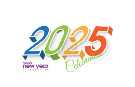 Happy New Year 2025. Beautiful and 3D year number design. The rare design with bright colors makes it a special attraction. Happy New year 2025 design.