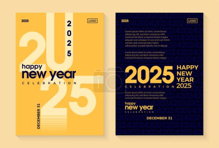 Einfaches Happy New Year 2025 Plakatdesign. Neujahrsplakat 2025. Unterschiedliches und einfaches Design. Vector Premium Design für Poster, Banner, Flyer und Social Media Posts 2025.