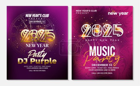 Happy New Year 2025 Poster Design. Happy New Year 2025 Party invitation poster. Attractive poster design for an event. Vector premium design.