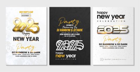 Un cartel para la celebración de Año Nuevo 2025. Elegante diseño de póster para celebrar la víspera de año nuevo 2025. Diseño de vectores premium. afiches, banners y publicaciones en redes sociales.