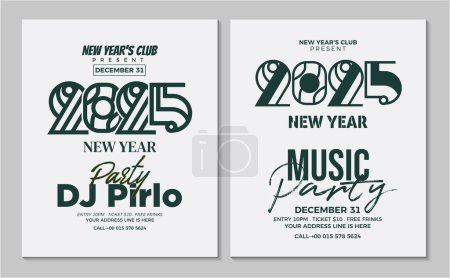 Happy New Year 2025 poster set. 2025 poster design in simple and beautiful style. Premium vector design for a poster, banner and social media post. Happy New Year 2025.