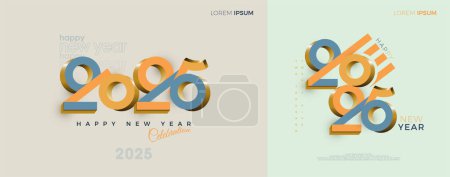 3D retro style numbers Happy New Year 2025. Design with classic style and unique colors. Design for a poster, calendar and social media post.