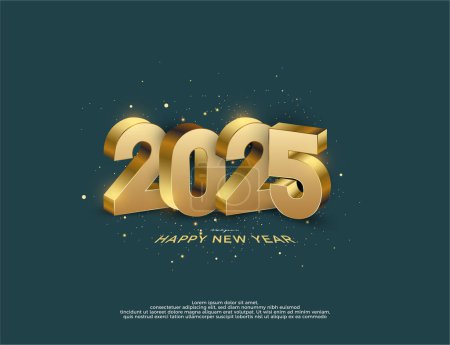Happy New year 2025 design. With very real 3D numbers. Vector premium design for a 2025 new year celebration event.