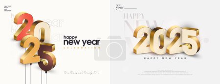 Collection of Happy New Year 2025 Designs. Elegant and beautiful poster designs. Vector premium design for a 2025 poster, card, calendar and social media post.