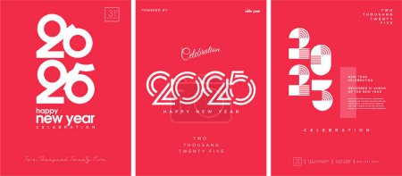 Frohes Neues Jahr 2025 Poster- oder Coverdesign. Modernes und einfaches Design. Premium-Vektorhintergrund für Poster, Grußkarten, Cover, Banner und Medienbeiträge.